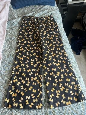 Rachel Antonoff Black Pants with Pasta Motif